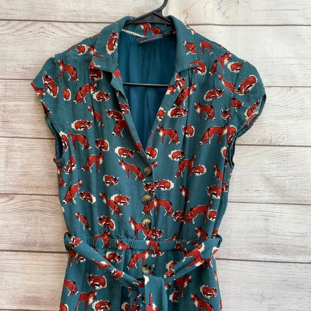 MAEVE ANTHROPOLOGIE CATHERINE FOX PRINT DRESS - Picture 5 of 8